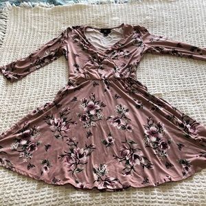 Pink-floral wrap around dress